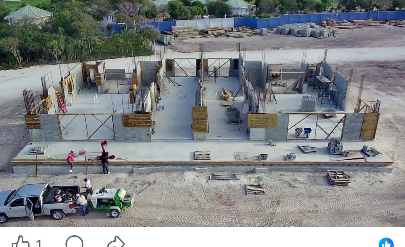 Block wall construction, commercial site