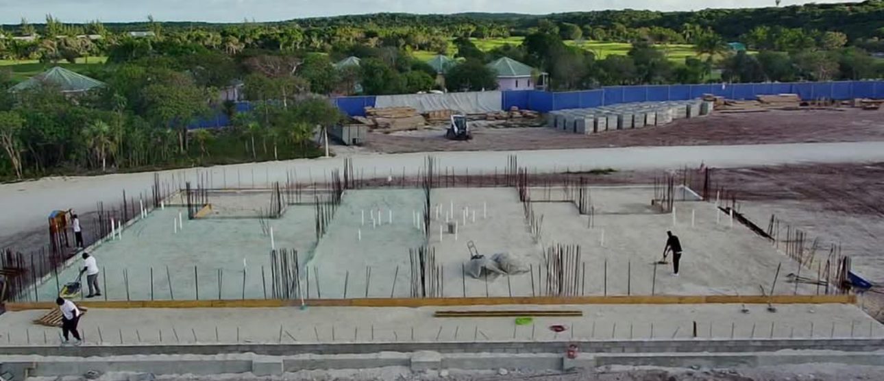 Wide aerial of foundation groundwork