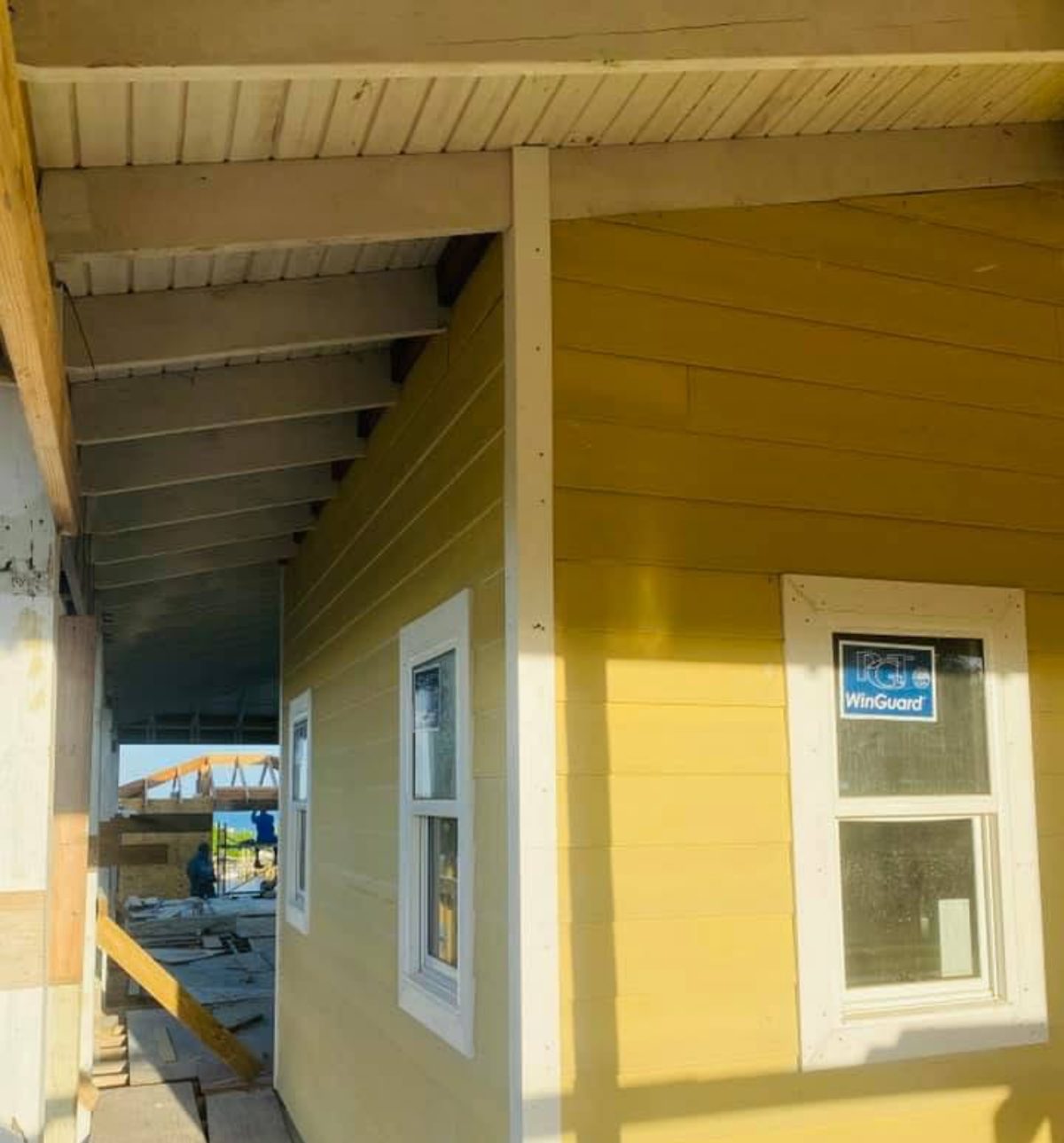 Porch corner, soffit and window trim detail